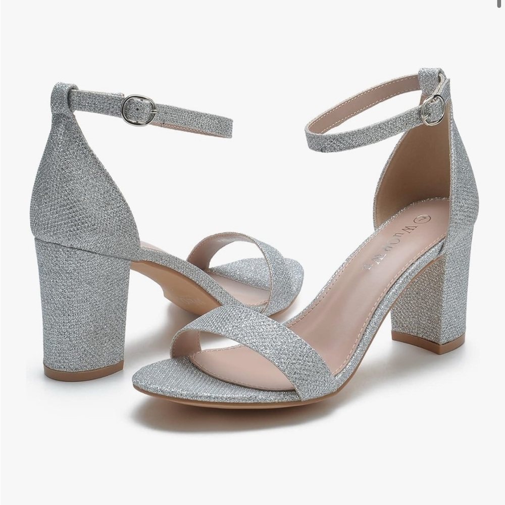 Silver Ankle Strap Heels